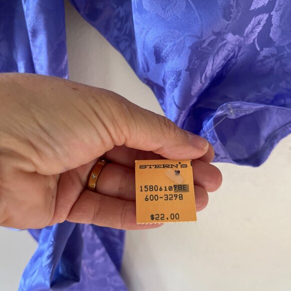 Topics Sz‎ Large Pullover Purple Metallic Floral Blouse Knit Tie Banded Hem - Picture 4 of 7